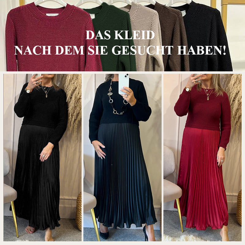 🔥Black Friday Aktion 49% Rabatt🔥Elegante und stilvolle Faltenkleider mit Rundhalsausschnitt für Damen