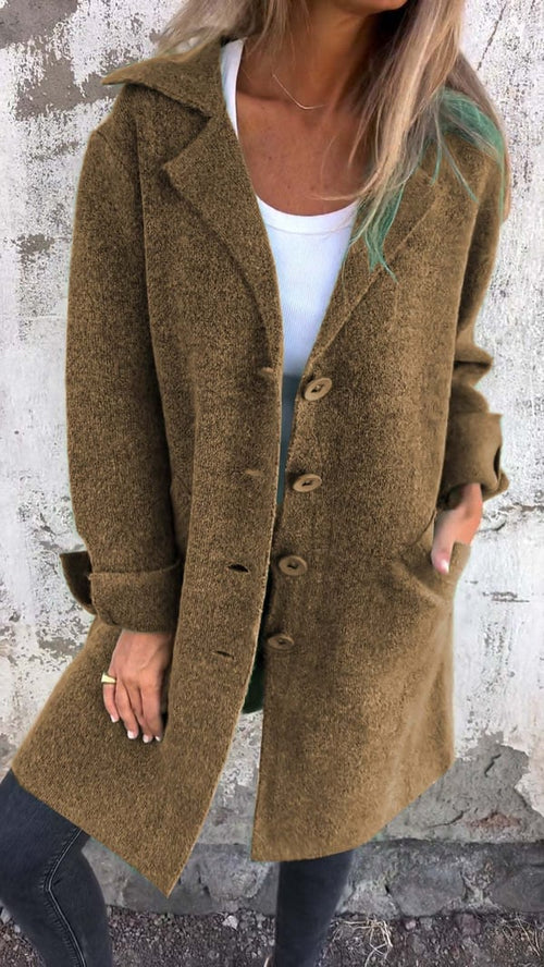 Baylea – Women's Long Wool Coat with Lapel